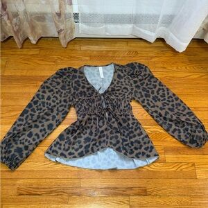 Missguided Brown Leopard Print Blouse